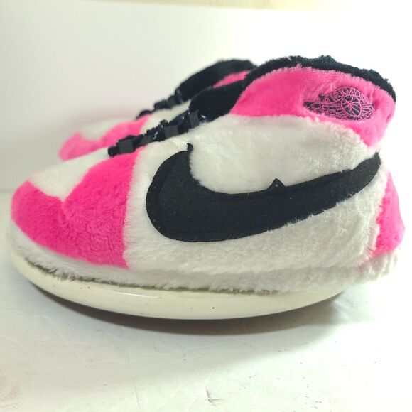 Nike Dunk Air Jordan Plush Fluffy Slippers Adults One Size White Pink Black EUC - Picture 6 of 12